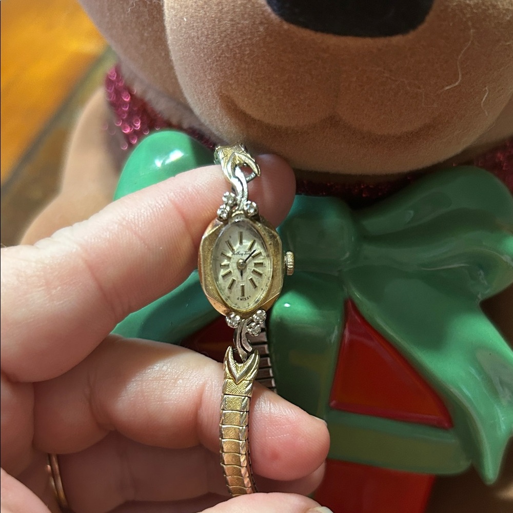 Mathey Tissot Vintage 14k Lady’s Windup Watch With Diamond accent
